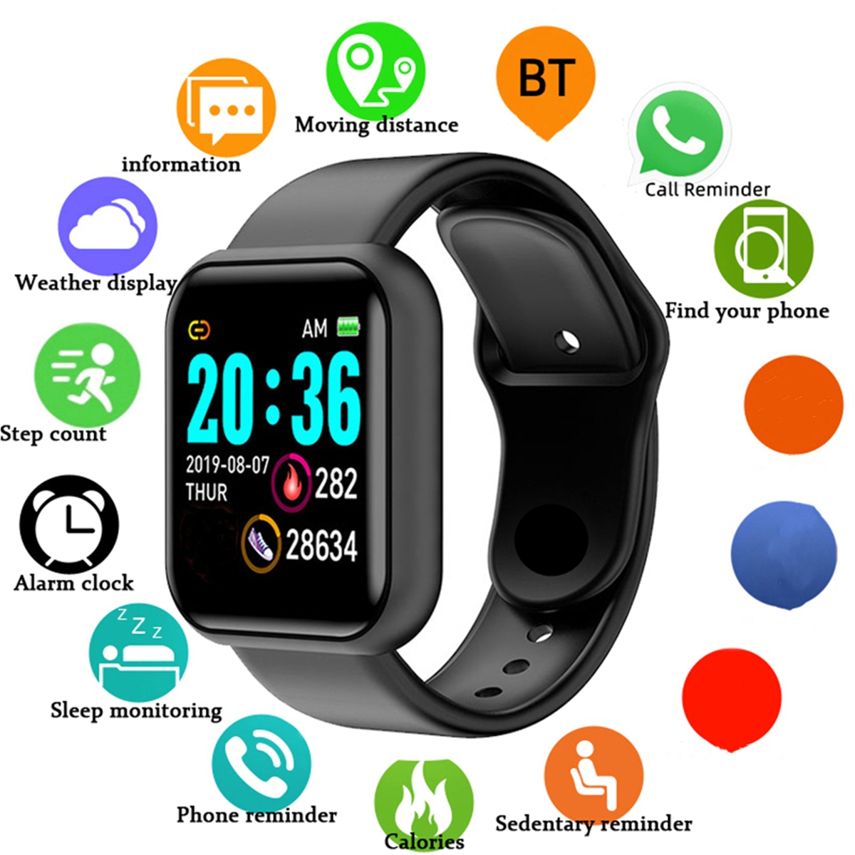 Health Wellness Bracelet - ผู้ชายนาฬิกาสมาร์ทหน้าจอสีบลูทูธผู้หญิงฟิตเนสสร้อยข้อมือกีฬาสุขภาพเครื่องวัดการนอนหลับนาฬิกาอิเล็กทรอนิกส์สมาร์ทวอทช์นาฬิกาปลุก Y68
