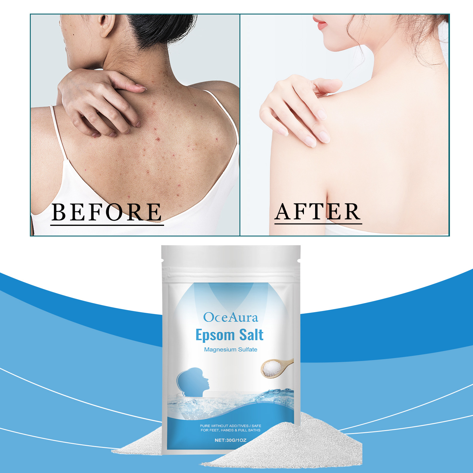 Bath Salts Magnesium - เกลือเอปซอม แมกนีเซียมซัลเฟต บำรุงผิว ขัดผิว บริสุทธิ์จากธรรมชาติ สำหรับเท้า