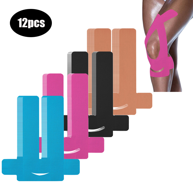 Sports Taping Precut - 6/12pcs Precut Kinesiology เทปสําหรับเข่ายืดหยุ่นเข่าสนับสนุนเสถียรภาพความเจ็บปวดบรรเทากีฬากันน้ํา Breathable เทปกีฬา