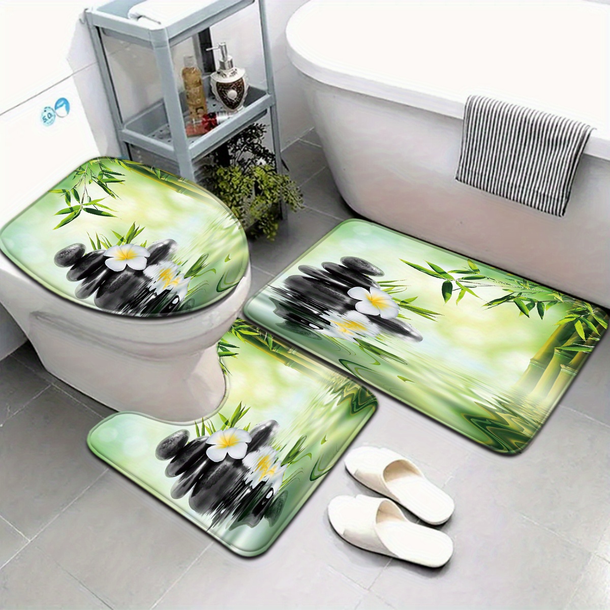 ชุดที่นั่งชักโครกและพรมน้ําไม้ - Bamboo Bath Mat บทวิจารณ์และราคา